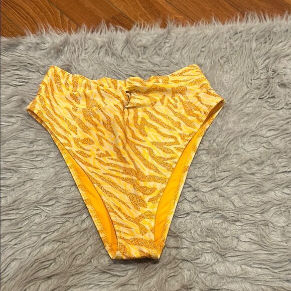 NWT aerie‎ high cut cheeky orange zebra print swimsuit bottoms - Picture 1 of 5